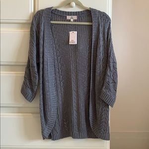 NWT Pink Republic Grey Cable Knit Cardigan Sweater